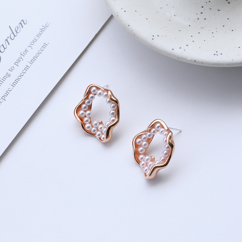 Sterling silver jarum Korea Mutiara pribadi dingin gaya anting-anting sederhana anggun rasa desain a