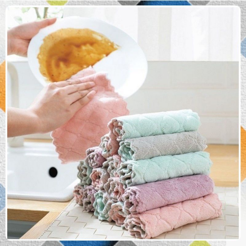 Kain Lap Microfiber Cuci Piring Anti Minyak Dapur Tangan Serbaguna