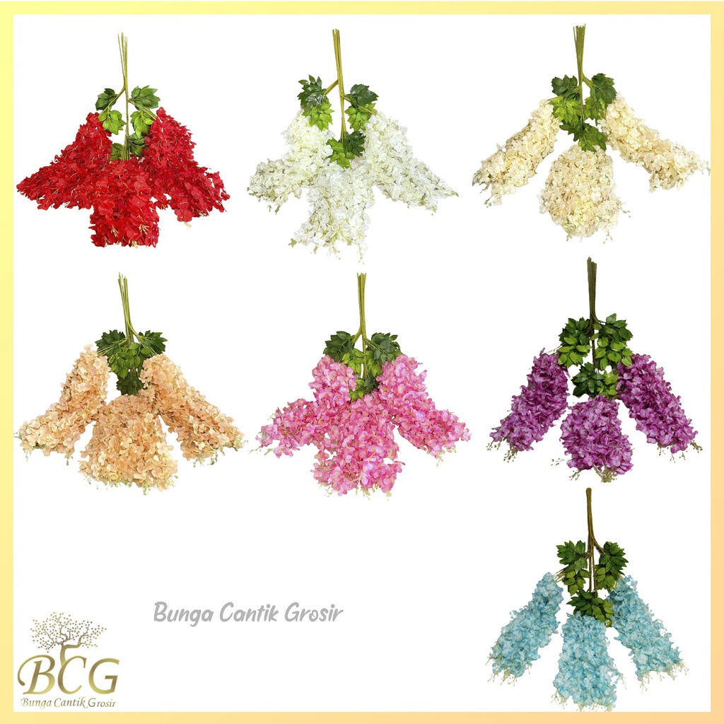 Bunga Wisteria Jumbo(Lusinan) Bunga Artificial Daun Dekorasi