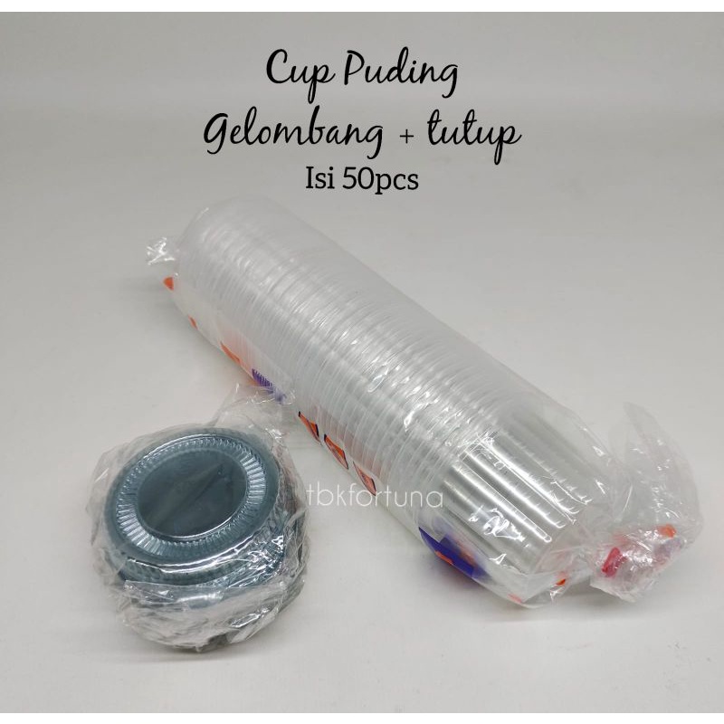 Cup Puding Gelombang+ Tutup isi 50pcs