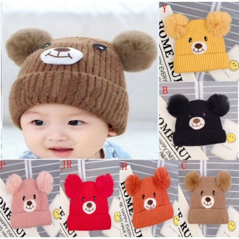 Topi Rajut Bayi Bear 3D Lucu Premium Style Cowok Cewek