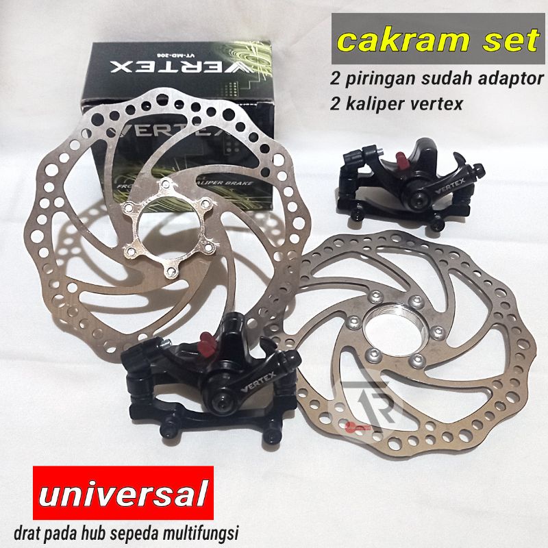 Rem cakram sepeda hub drat disc brake VERTEX 160 mm tali rem pacific cocok untuk semua sepeda 1pcs
