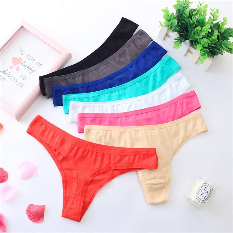 Celana Dalam Semi Gstring Katun murni one piece mulus warna solid katun thong seksi