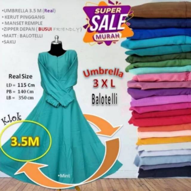 3XL-PROMO Gamis JUMBO Balotelli Umbrella Balotelly gamis  balloteli gamis syari ballotely 3XL-PROMO