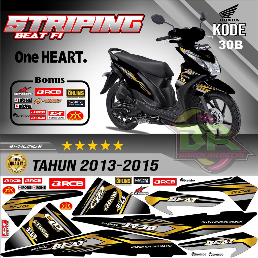 Striping Beat Fi 2013-2016 Stiker Lis Motor Beat Variasi kode 30