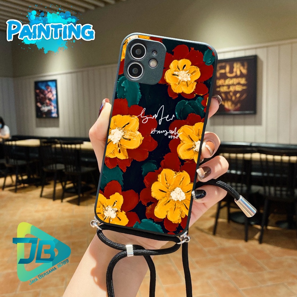 SOFTCASE SILIKON SLINGCASE TALI LANYARD STRAP PHONE MACARON PELINDUNG KAMERA PAINTING OPPO VIVO SAMSUNG XIAOMI REALME IPHONE ALL TYPE JB5491
