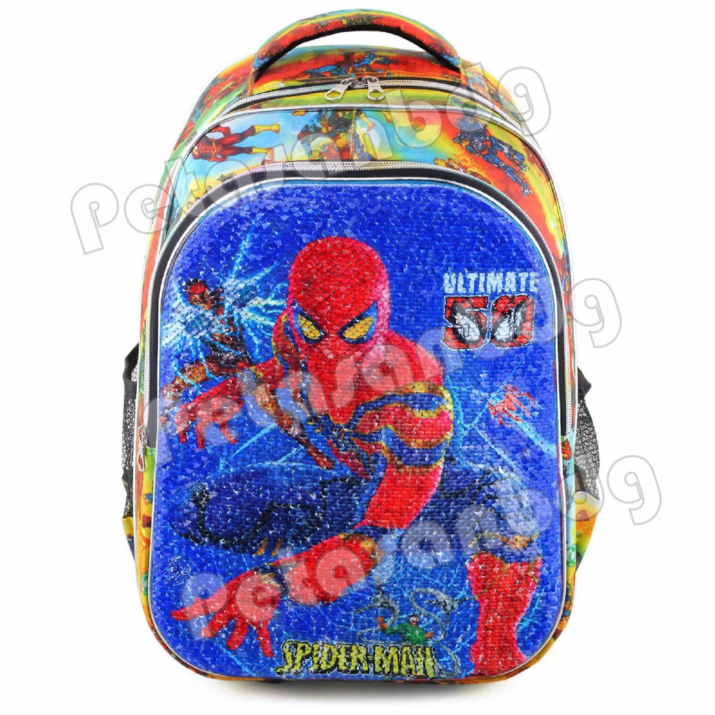 PTS - Tas Usap Ransel Sekolah Anak Cowo / Laki Laki Karakter USAP Swipe Crush - ULTRAMEN SPIDERMAN CAPTAIN AMERICA +BOTOL