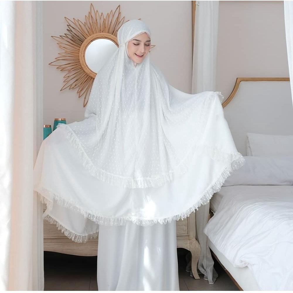 Mukena Muslimah Traveling Perempuan Dewasa Model Rumbai Polka Mukena Perempuan