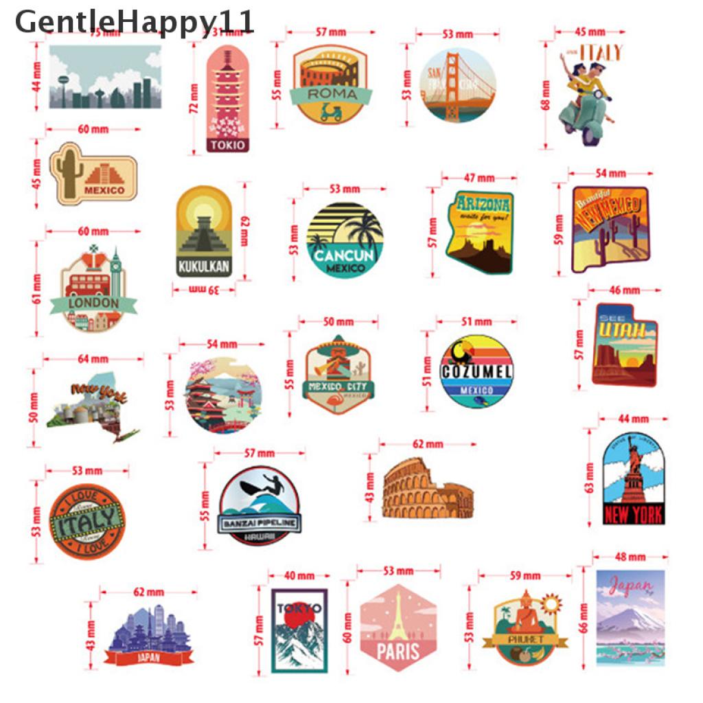 Gentlehappy 50pcs / Set Stiker Graffiti Motif Kartun Pemandangan Kota Anti Air Untuk Dekorasi Koper / Travel