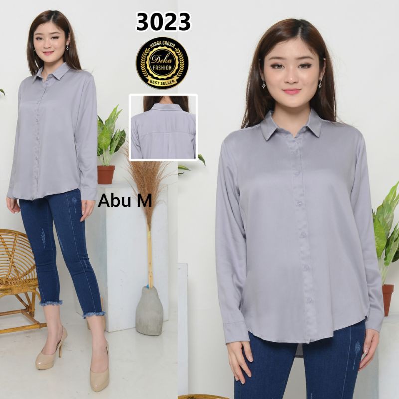 KEMEJA WANITA KATUN TWILL 30s - 3023-Abu M