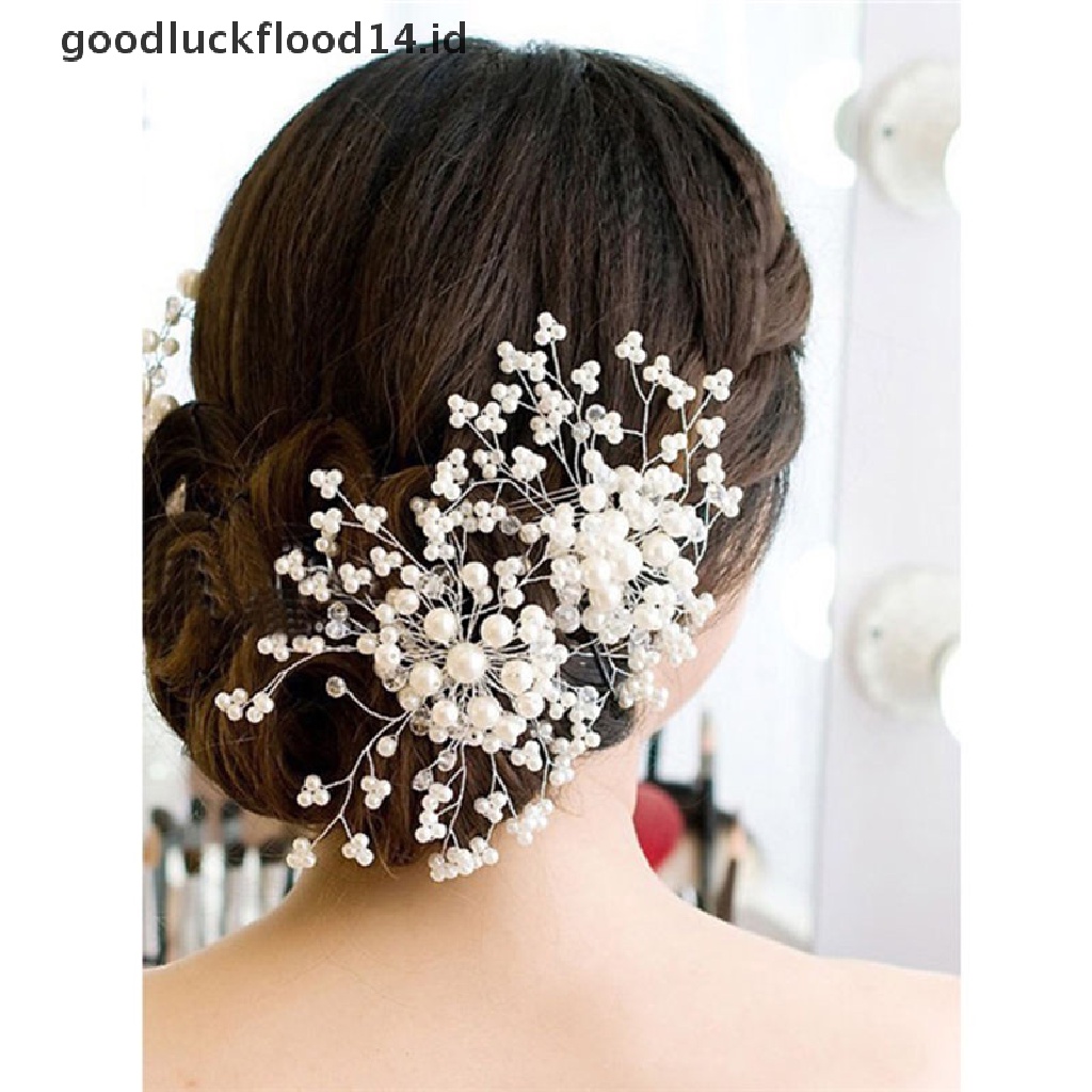 [OOID] Flower Wedding Hair Pins Bridesmaid Crystal Diamante Pearls Bridal Clips Grips ID