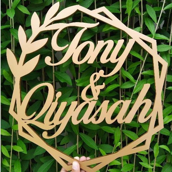 Backdrop Kayu (Ukuran Besar) Nama Dekorasi Wedding Lamaran Pernikahan Acara Pesta ukuran 60-80 cm