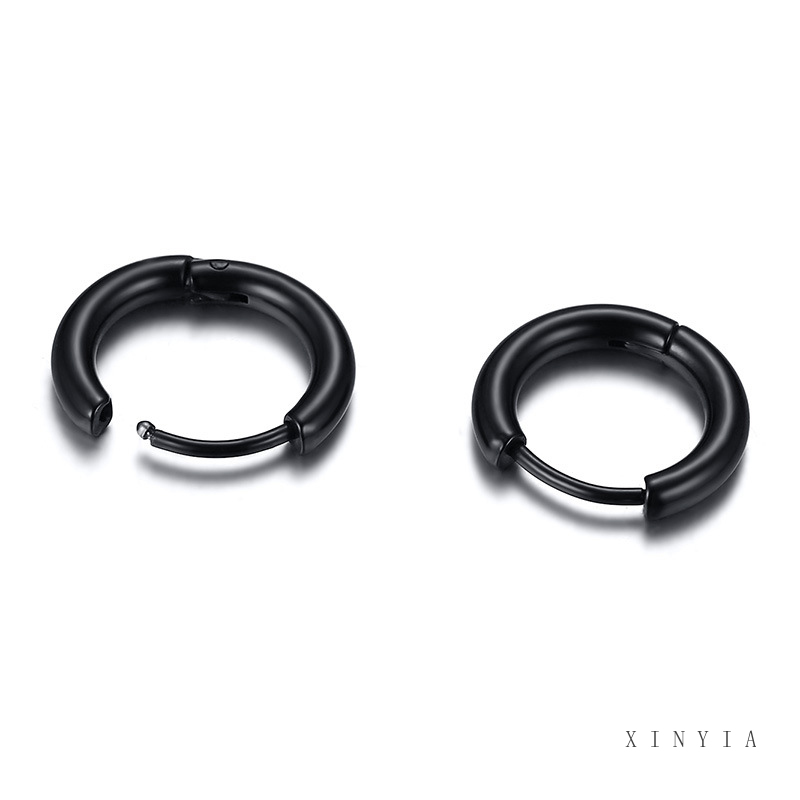 1 Pcs Anting Tusuk Bahan Stainless Steel Warna Hitam Gaya Hip Hop Korea Untuk Pria / Wanita