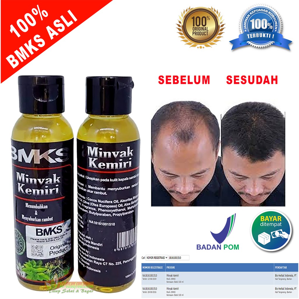 Minyak Kemiri BMKS Original BPOM Murni Asli Penumbuh Rambut Bulu Kumis Jenggot Bewok Obat Rontok