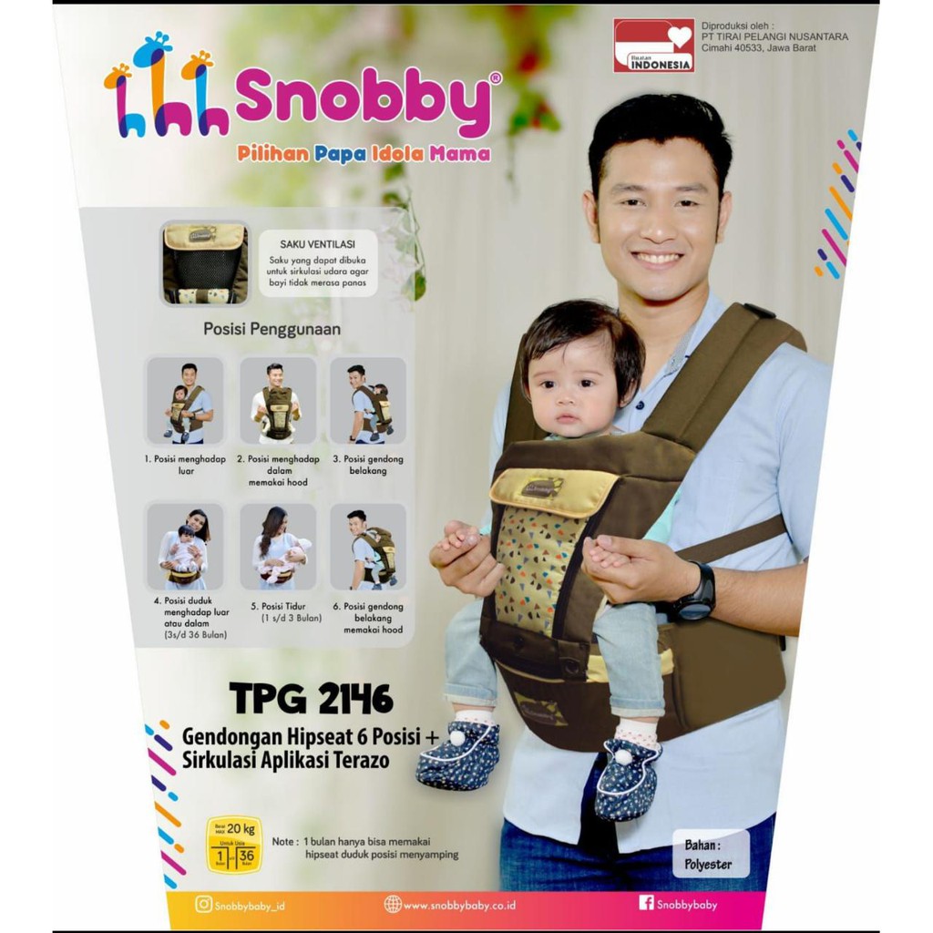 GENDONGAN BAYI 6 POSISI SNOBBY Gendongan Hipseat Saku TPG 2148 Star 2145 Wave 2147 Matrix 2146 Terazzo Hip seat gendongan