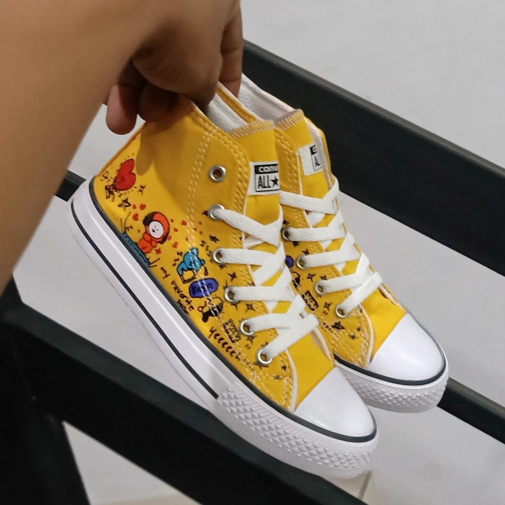 Sepatu anak Sneakers high boots BT21 import Fashion Casual Terbaru Murah laki laki dan Perempuan COD