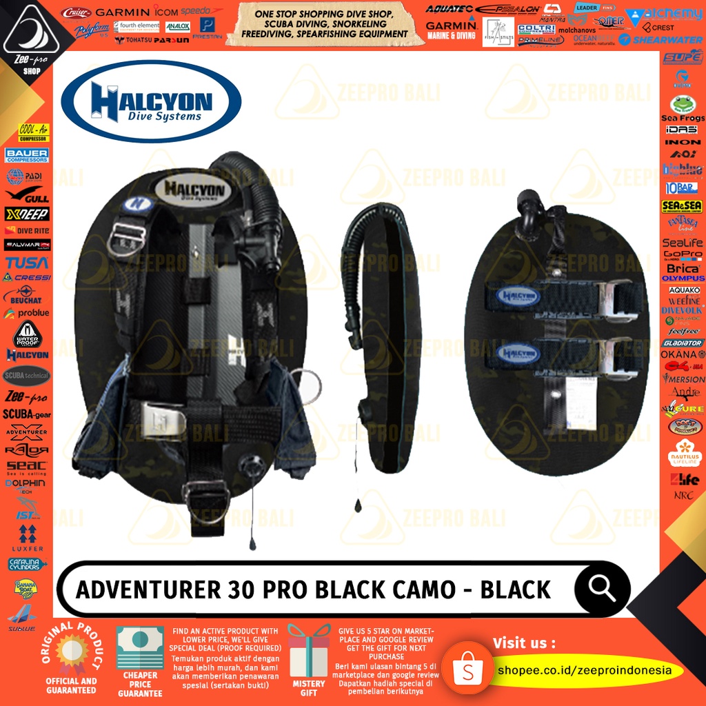 Technical BCD Halcyon Wing BC Adventurer 30 Pro Carbon Backplate Scuba Diving Custom Wing Black Mult