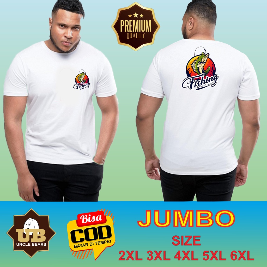 BAJU KAOS JUMBO PREMIUM COWOK PRIA UNISEX DISAIN TEMA ORANGE FISHING