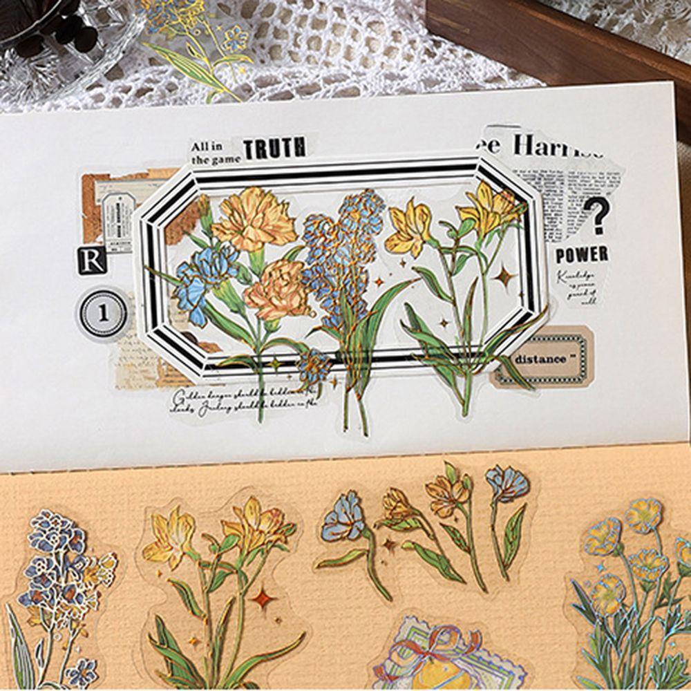 Mxbeauty Alat Tulis Stiker Kawaii DIY Craft Bronzing Perlengkapan Jurnal Bahan Kertas Dekorasi Botanical Stickers