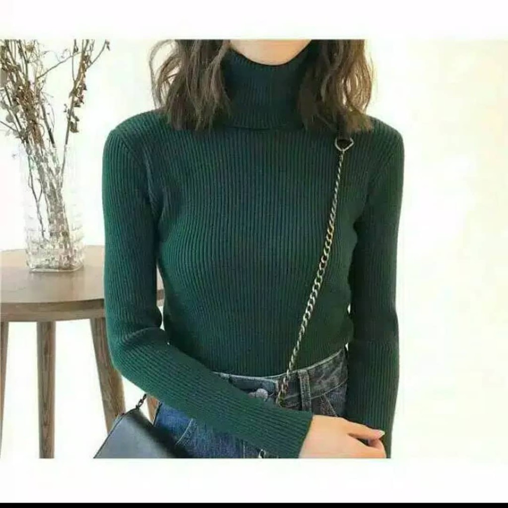 V3 MK Sweater Rajut Wanita Turtle Knit