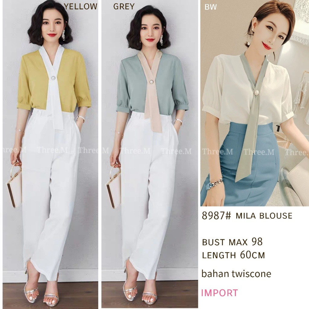BLOUSE 8987 Mila 3M THREE M TM GROSIR Perempuan Fashion Fresh Impor Jaminan Berkualitas Import