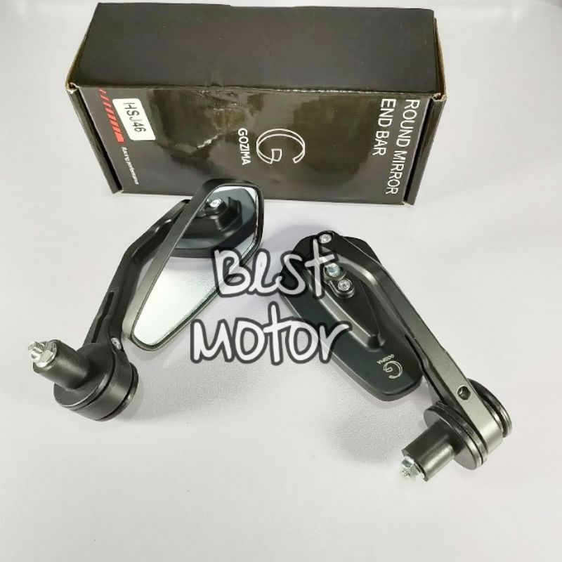 Spion Jalu Oval Gozima CNC Universal Mirror Putih - Biru Kaca Spion Jalu Universal