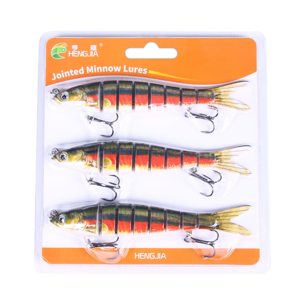 Hengjia 3pcs / Set Umpan Pancing Ikan Minnow Imitasi Bahan Plastik 13.7cm 27g Warna Campur