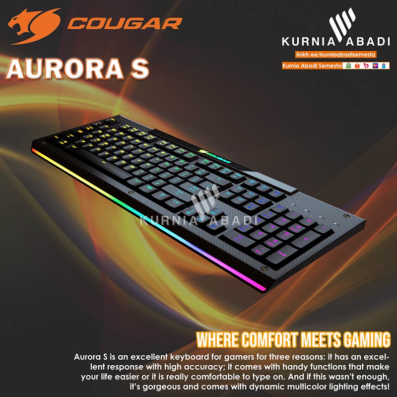 COUGAR GAMING KEYBOARD AURORA S DYNAMIC MULTICOLOR LIGHTING