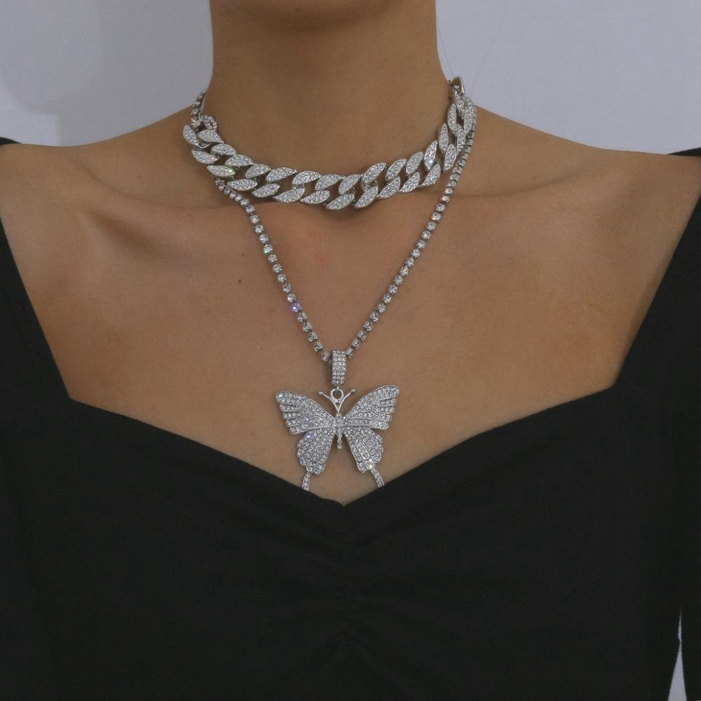 R-bunga Kalung Fashion Perhiasan Hip Hop Kristal Choker Klavikula