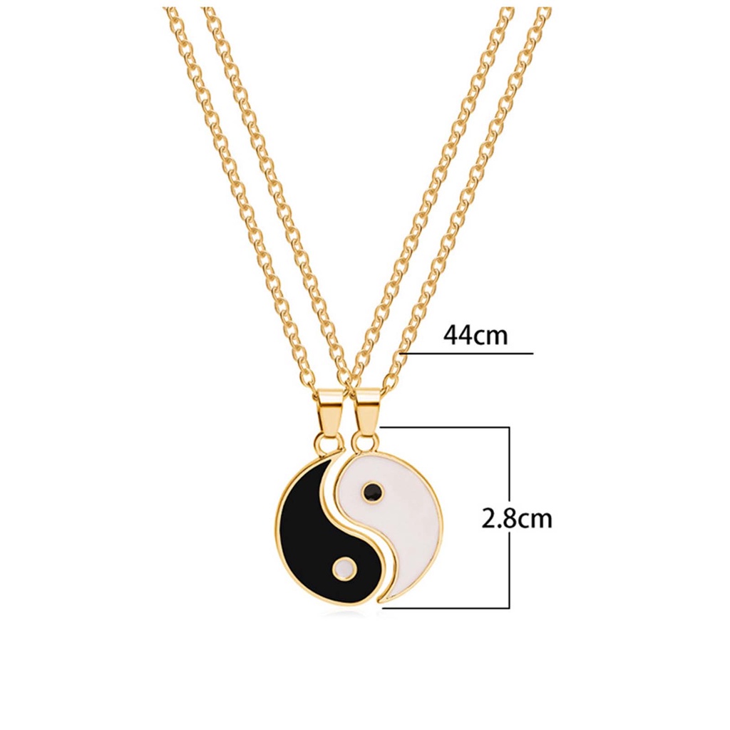 Hu Hu Hu Hu Hu Alat Bantu Pasang Kacamata♡ 2pcs / Set Kalung Rantai Liontin Tai Chi Bahan Stainless Steel Untuk Hadiah Pasangan