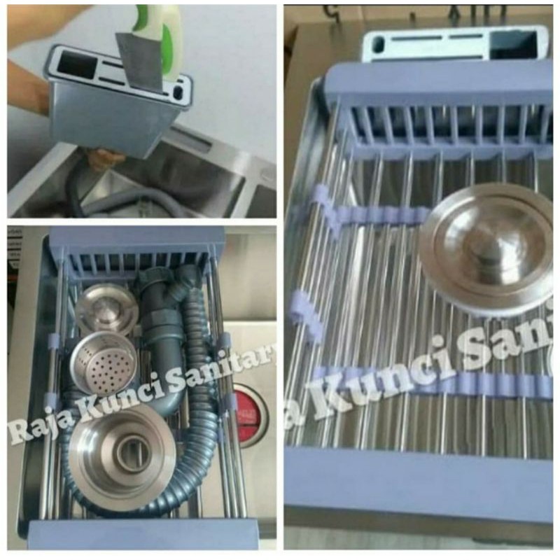 Paket Kitchen Sink BOLZANO Nice 6045 +Kran Angsa+ Tempat Sabun/Bak Cuci Piring Bolzano Stainless 304