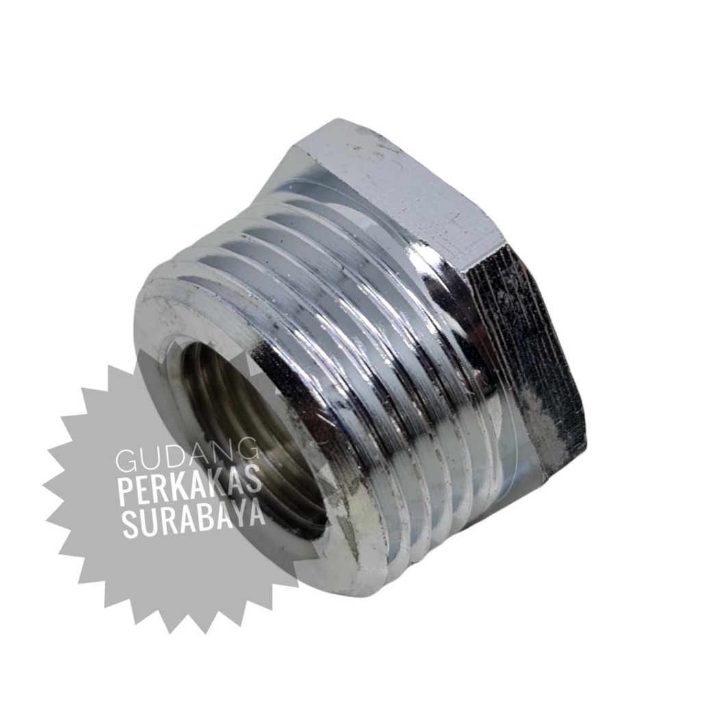 VERLOP RING 1 MALE x 1/2 FEMALE DRAT LUAR DRAT DALAM VERLOP REDUCER NEPEL DRAT DALAM 1/2 Inch x 1 In