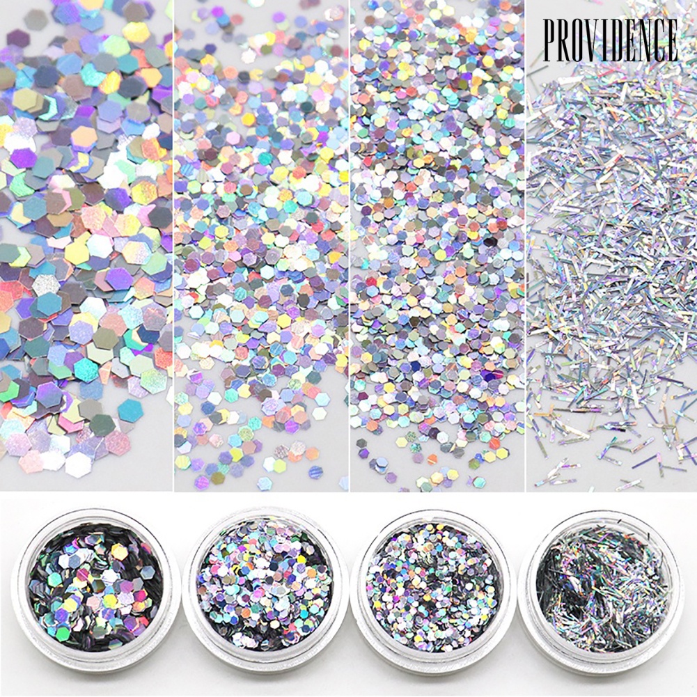 Providence 4 Kotak Payet Glitter Heksagonal Untuk Dekorasi Nail Artmanicure Diy