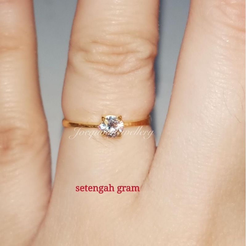 cincin mata satu emas muda stengah gram uk 7-8, 1 gram ready uk 15-21