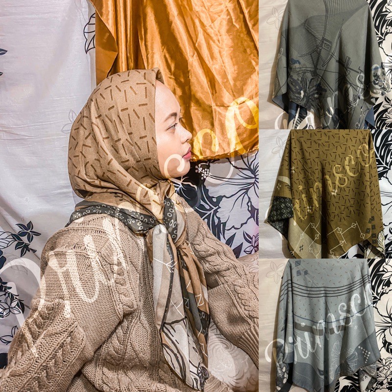 hijab motif, kerudung motif syar'i 130x130cm