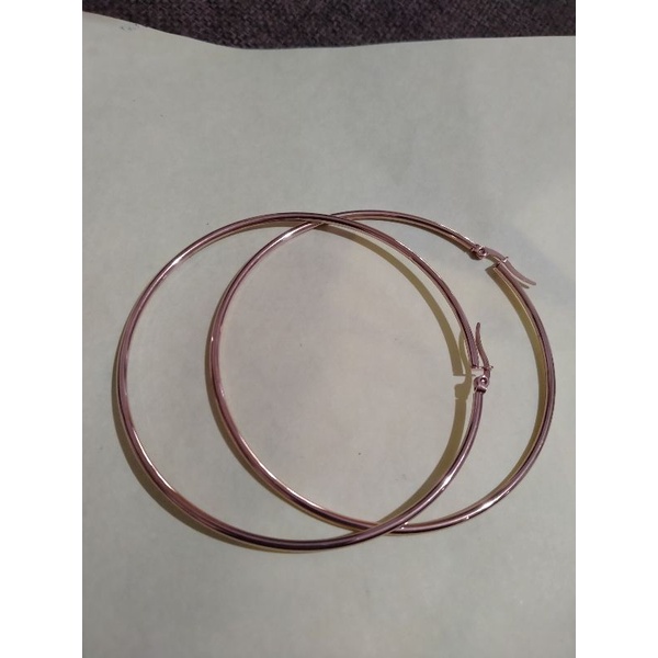 Anting titanium bulat besar model Hoop/ Punk 1. 2.3.4.5.6.7 cm Asli-ROSE gold