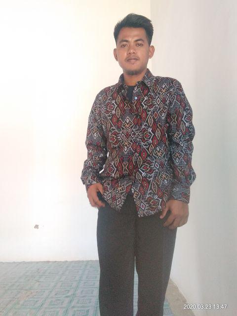 Kemeja Batik Pria Lengan Panjang Bl26 Katun Motif Modern Dixmont Semi Slimfit Premium