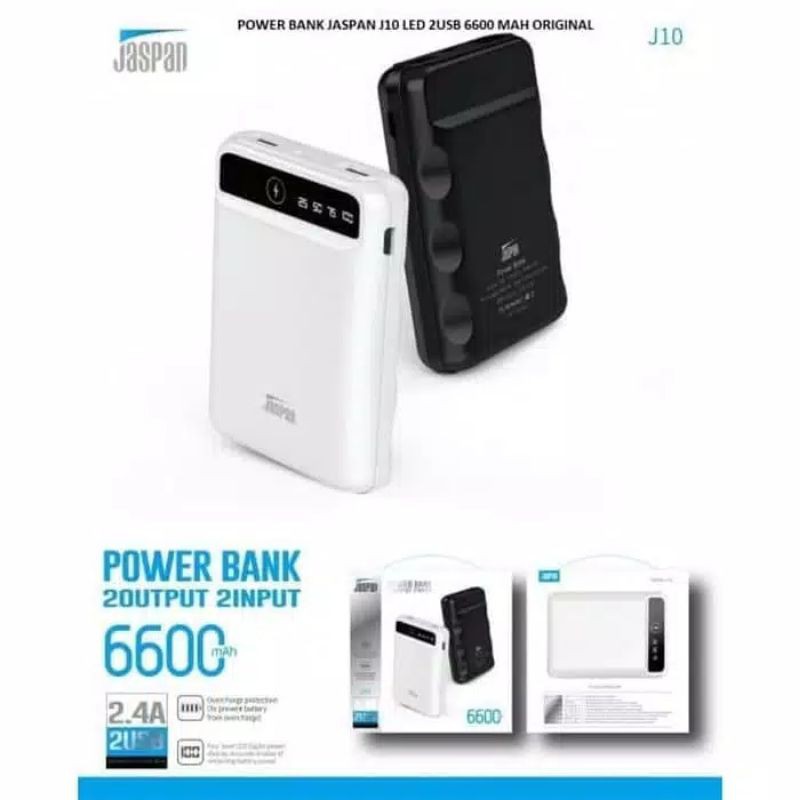 GG - POWER BANK JASPAN 6600MAH LED J10 ORIGINAL JASPAN