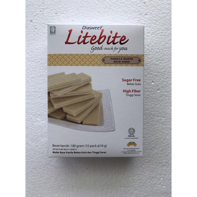 

Diasweet LiteBite Lite Bite wafer vanilla tanpa gula cemilan sehat