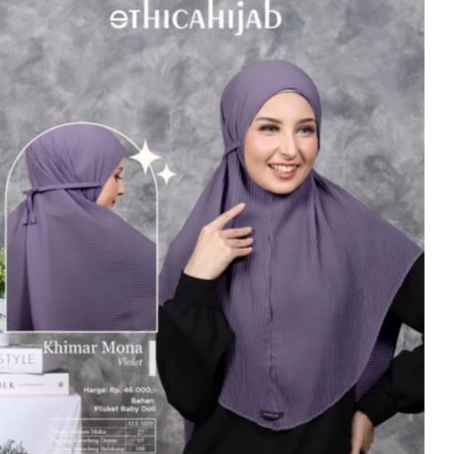 Ethica Hijab Khimar Mona Kerudung Bergo Wanita Plisket Baby Doll