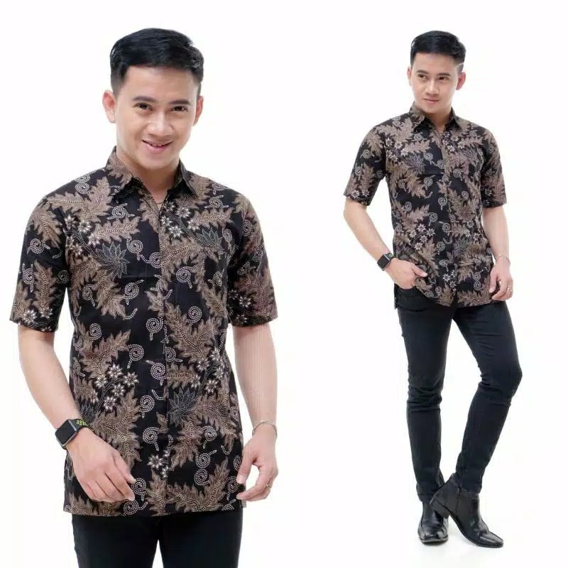Bswart Batik Hrb026 Kenongo Hem Pendek Padi Pekalongan M L Xl Batik Pria Murah Modern Grosir Batik
