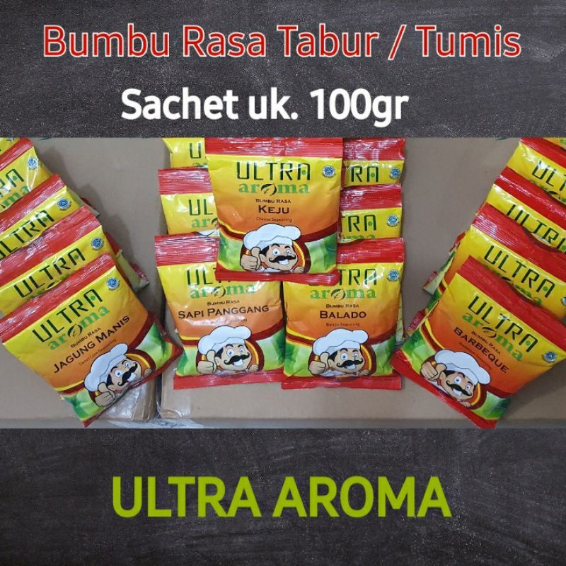 Bumbu tabur bubuk masak tumis snack cilor maklor lidi macroni makaroni Ultra aroma keju asin bbq barbekiu ayam bawang balado sapi panggang 100 gram