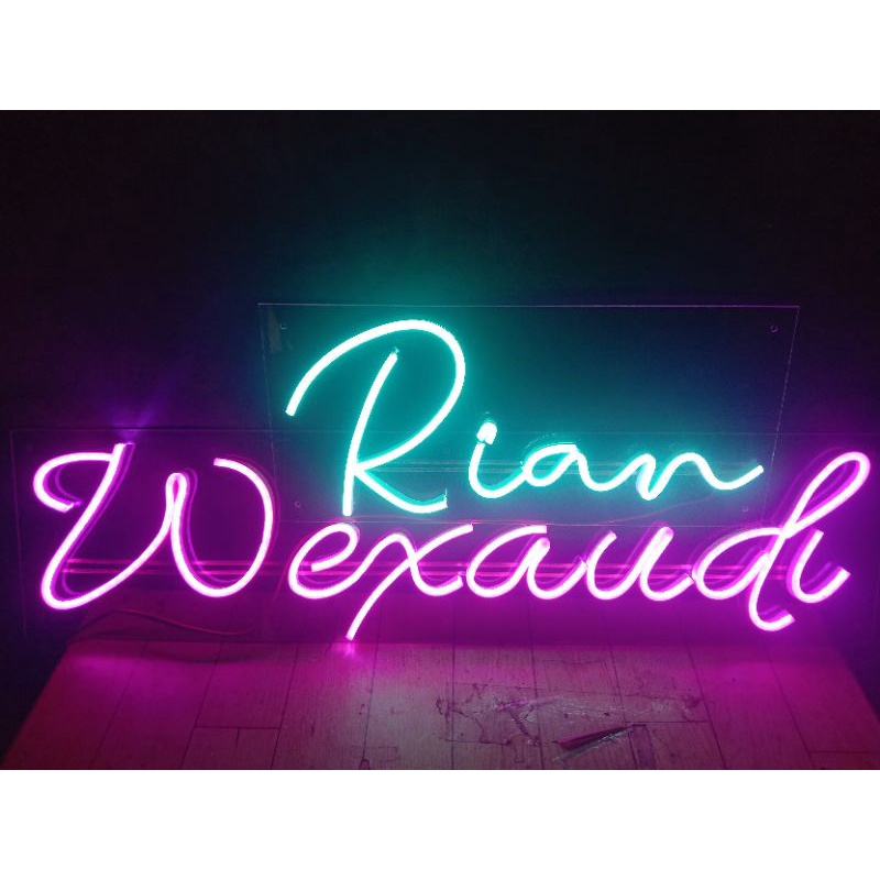 Lampu hias tulisan custom 3-7 huruf, lampu led dekorasi, neon flex LED, neon sign estetik