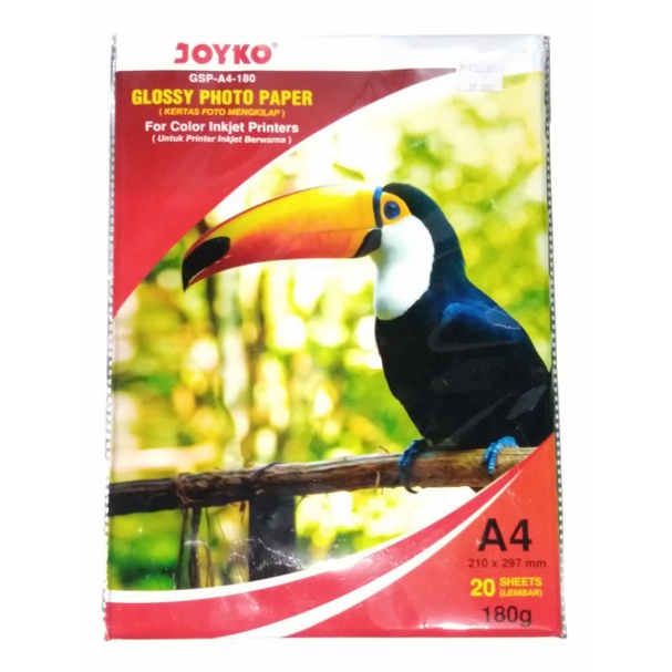 

Kertas Foto Mengkilap/Glossy Photo Paper A4 || JOYKO GSP-A4-180