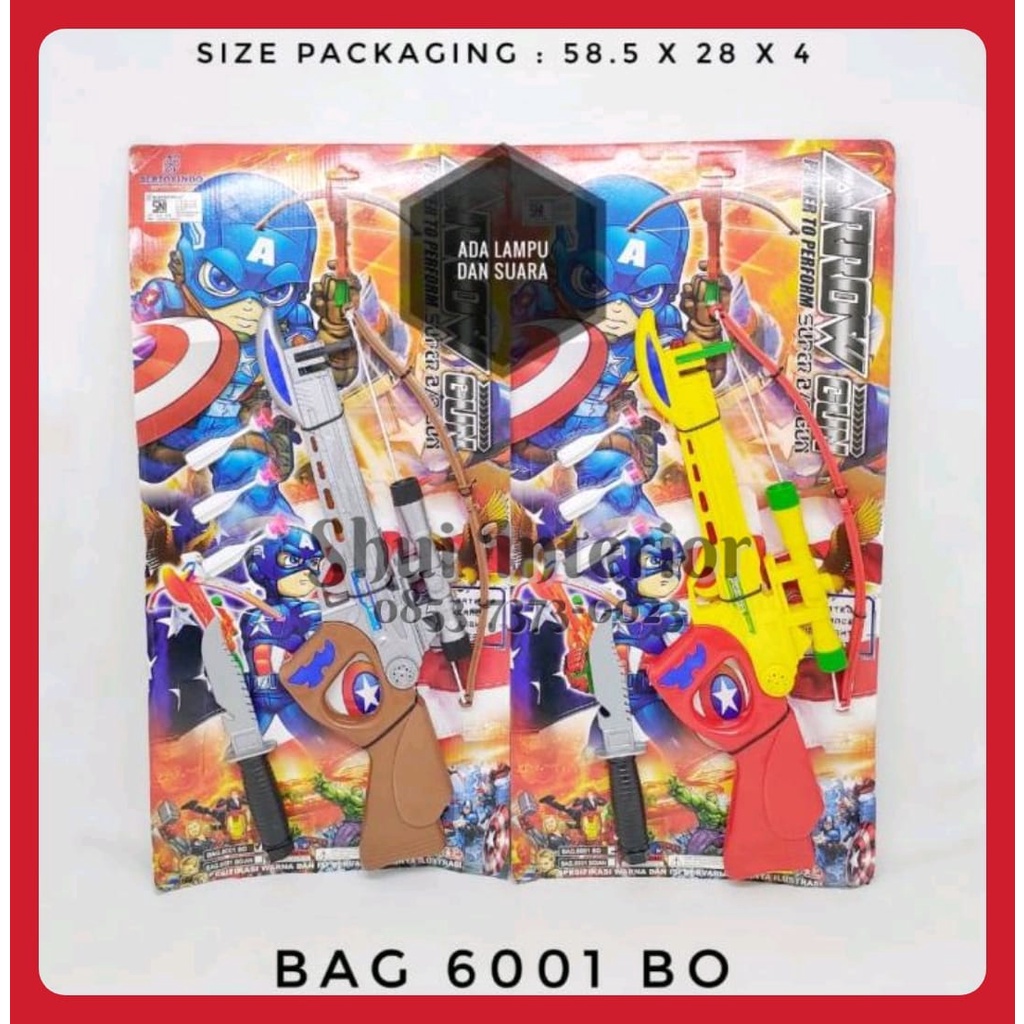 MAINAN ANAK LAKI LAKI TEMBAKAN PANAHAN LAMPU DAN SUARA BAG6001