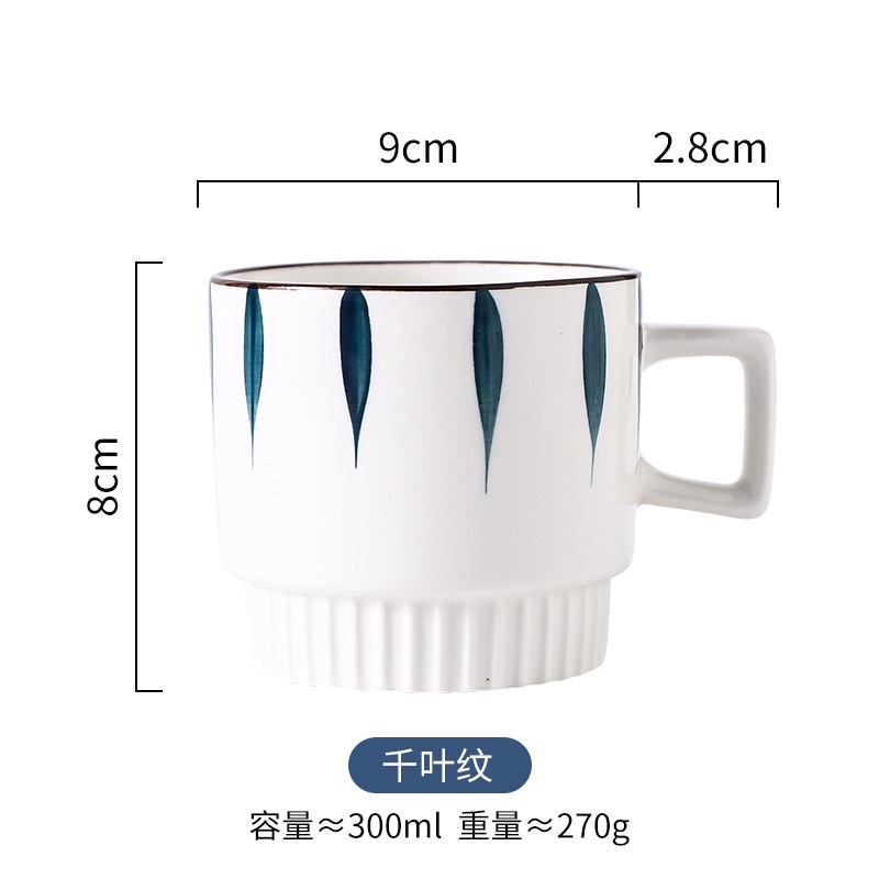 P 103 Cangkir keramik Japan style Gelas Korea lucu unik Handle MUG TERBARU-A BlueGrass