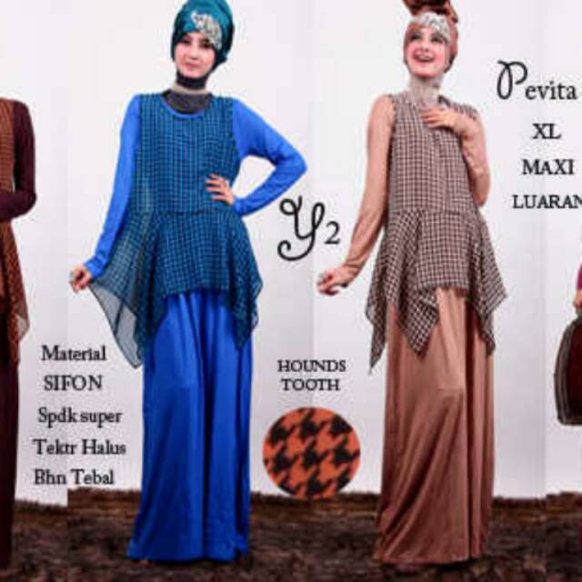 PEVITA 3 HOUNDSTOOTH MAXI DRESS GAMIS