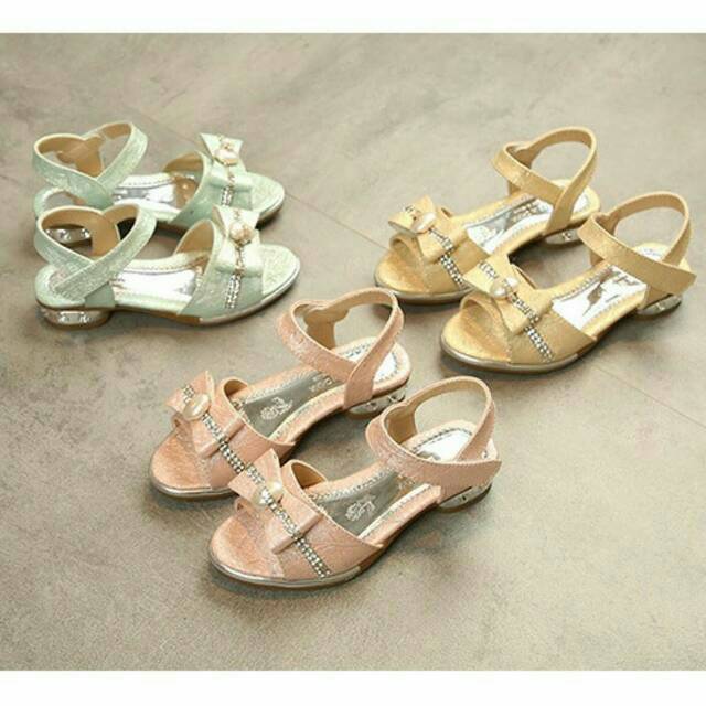 Sepatu sandal heels hak pesta pita tosca pink gold impor