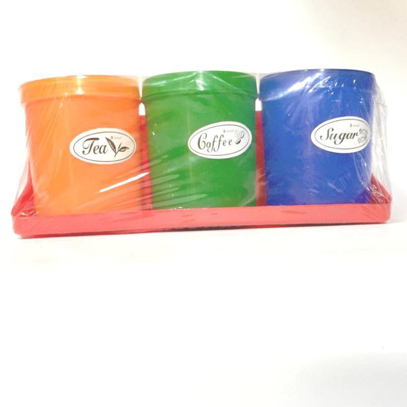 Tempat Gula/Kopi/Teh Set 3 Plastik Multindo KC-605 (Tea,Coffee,Sugar)