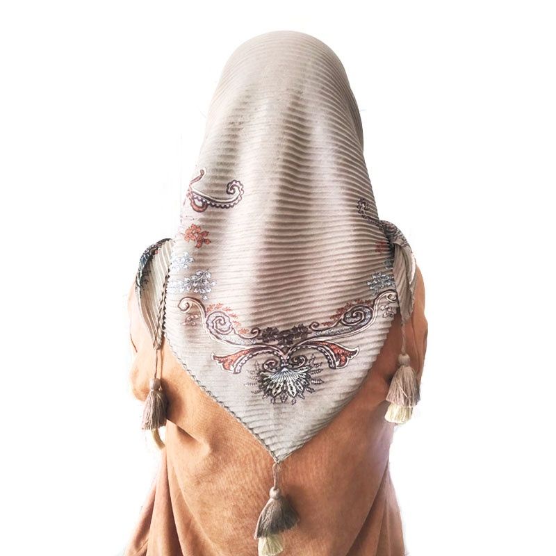 jilbab segiempat plisket pompom